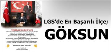 LGS’de En Başarılı İlçe;GÖKSUN